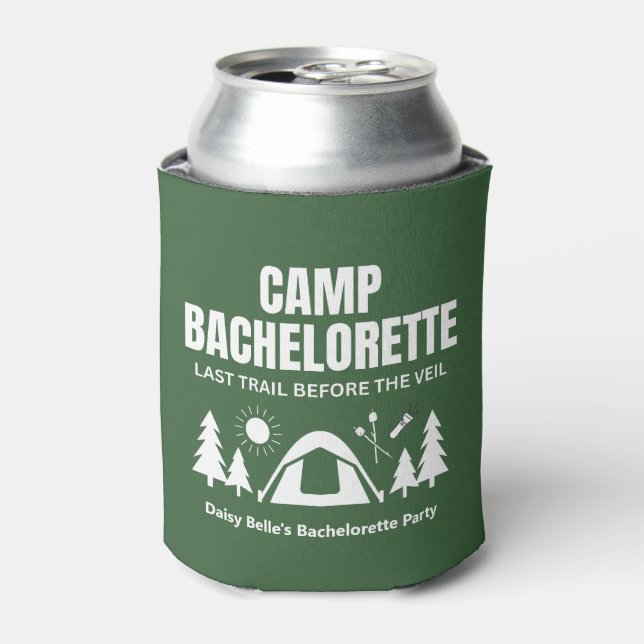 Enfriador De Latas Soltera de Campamento Moderna Verde (Lata Anverso)