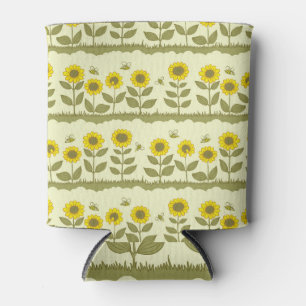 Enfriador De Latas Sombras, abejas, adorable patrón sin costuras.