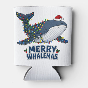 Enfriador De Latas Sombrero de Santa Ballena Luces de Navidad Feliz W