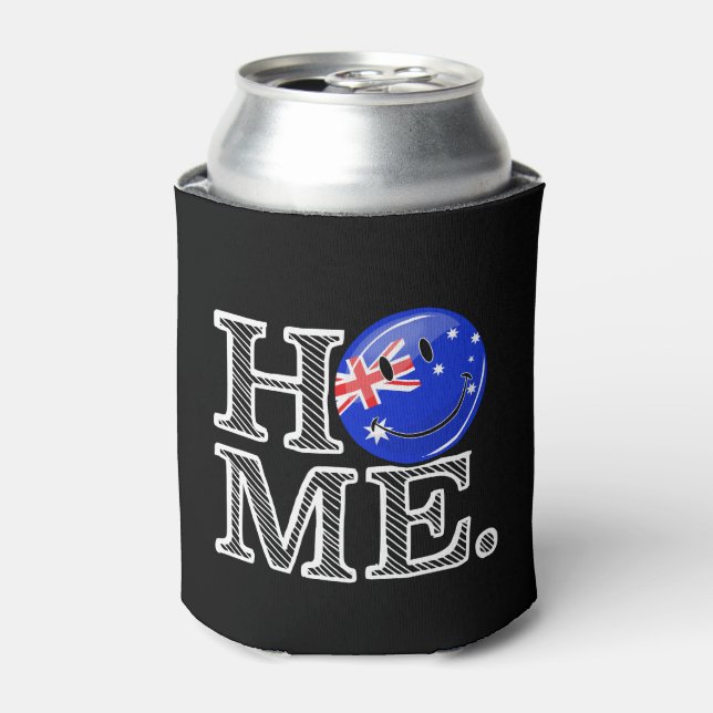 Enfriador De Latas Sonriente Bandera Australiana Calentamiento de hog (Lata Anverso)