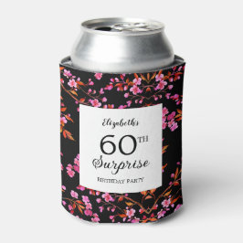 Enfriador De Latas Sorpresa floral de flor de cerezo Cumpleaños negro