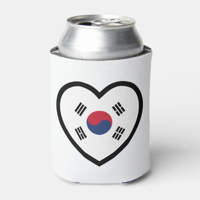 Enfriador De Latas South Korea Flag Heart (Lata Anverso)