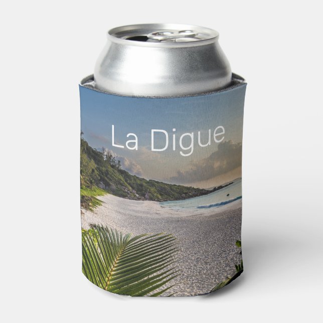 Enfriador De Latas Souvenir de vacaciones de playa de la Digue (Lata Anverso)