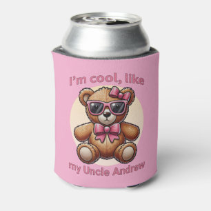 Enfriador De Latas Soy Teddy Bear Cool con Lazo Rosa Personalizable