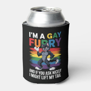 Enfriador De Latas Soy un zorro lobo arcoíris gay furry del mes del o