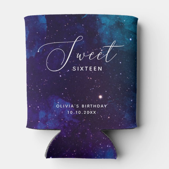Enfriador De Latas Space Sweet 16 | Cosmic Starry Night Sweet Sixteen (Reverso)