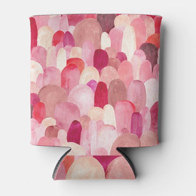 Enfriador De Latas Spot Medley: Sueño Textil Rosa-Rojo. (Anverso)