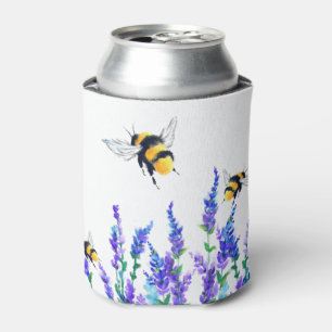 Enfriador De Latas Spring Flowers and Bees Flying Can Cooler