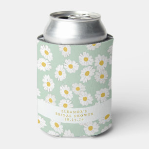 Enfriador De Latas Spring Pastel Sage Daisies Personalizado Bridal Sh