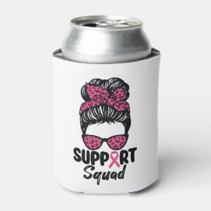 Enfriador De Latas Squad Messy Bun Guerrero Rosa Cáncer de Mama