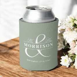 Enfriador De Latas Sr. Sage Green Wedding Favor