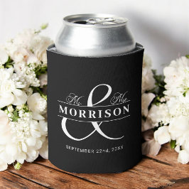 Enfriador De Latas Sr. Sra. Black White Wedding Favor