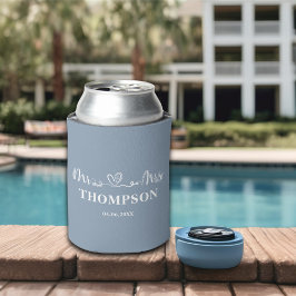 Enfriador De Latas Sr. y Sra. Elegant Simple | Azul agitado