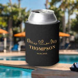 Enfriador De Latas Sr. y Sra. Elegant Simple | Oro negro
