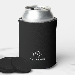Enfriador De Latas Sr. y Sra. Escritura moderna en blanco y negro