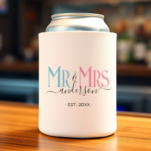 Enfriador De Latas Sr. y Sra. Newlyw Wedding Favor Gracias