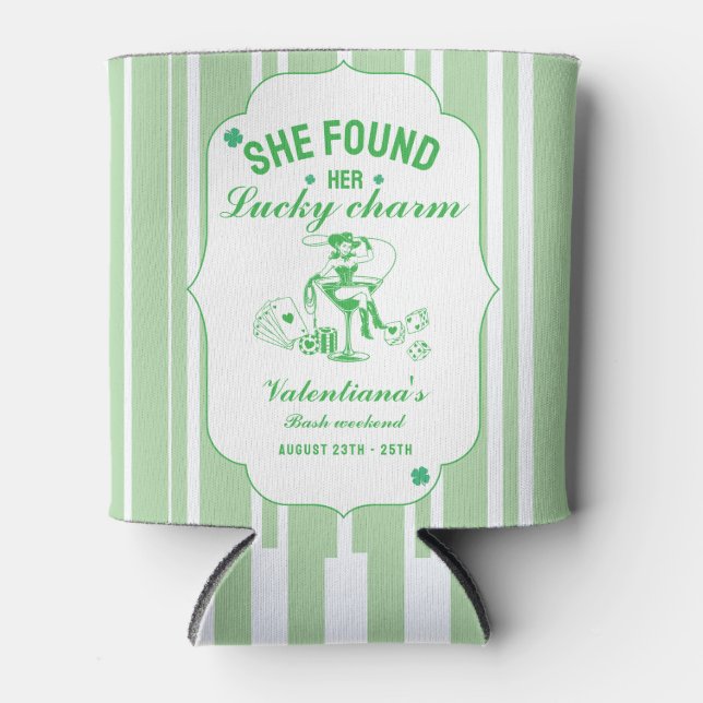 Enfriador De Latas St patrick she found her lcuky charm bachelorette  (Anverso)