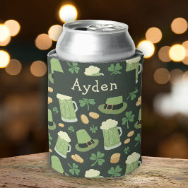 Enfriador De Latas St Patricks Day Pattern Sláinte Funny Green Name
