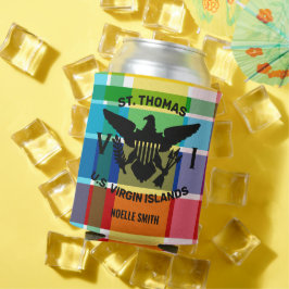 Enfriador De Latas St. Thomas Madras de la bandera de las Islas Vírge
