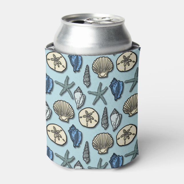 Enfriador De Latas Starfish Seasheles Bonito Nautical Beach Pattern (Lata Anverso)