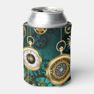 Enfriador De Latas Steampunk Jewelry Watch sobre un fondo verde