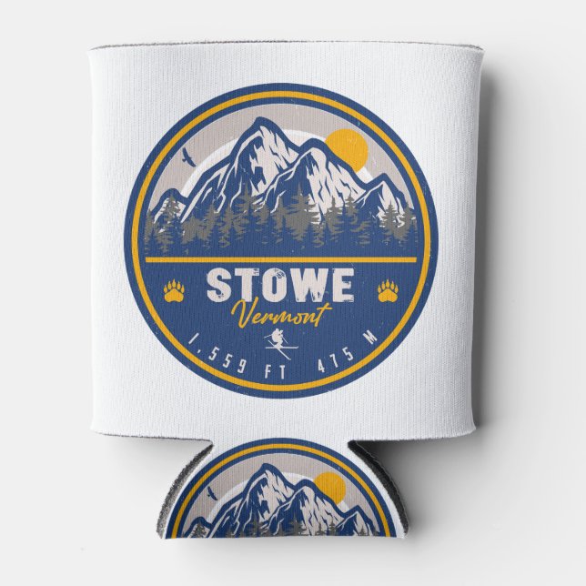 Enfriador De Latas Stowe Mountain Vermont Retro Sunset Skvenir (Anverso)
