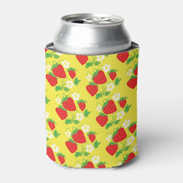 Enfriador De Latas Strawberry and Flower Yellow Pattern (Lata Anverso)
