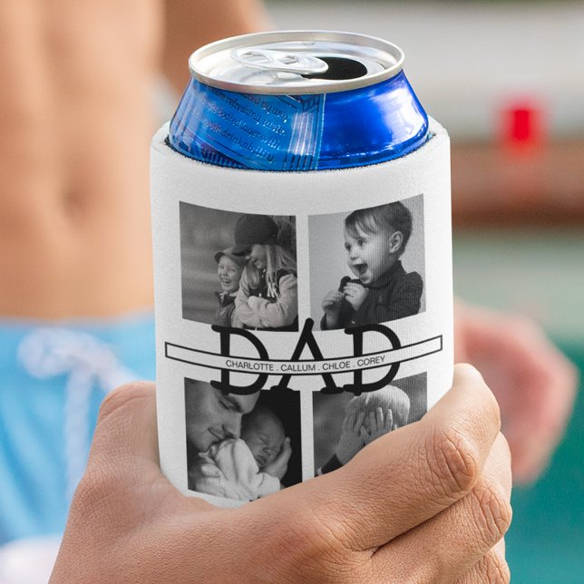 Enfriador De Latas Stylish Personalized Dad Photo Collage (Subido por el creador)