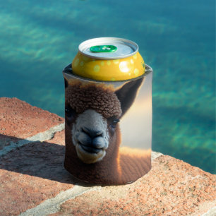 Enfriador De Latas "Su majestad flauta: La Gran Alpaca Marrón Wooly"