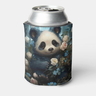 Enfriador De Latas Suave oso panda entre Rosas de la selva