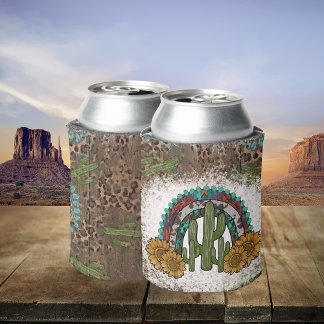 Enfriador De Latas Sublimación de Cactus Leopard Sunflowers en el Sur