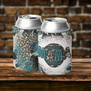 Enfriador De Latas Sublimación de Mama Leopard Cow Turquoise