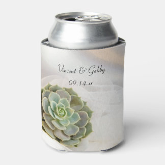 Enfriador De Latas Suculento verde en favor de la boda blanca