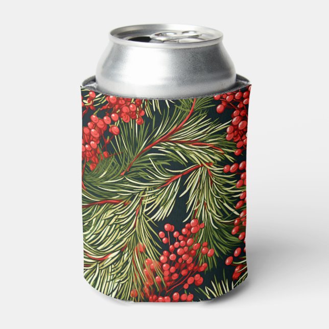 Enfriador De Latas Sucursales de navidad y Berries (Lata Anverso)