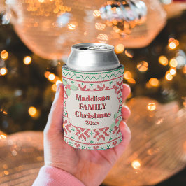Enfriador De Latas Suéter feo de Navidad retro en blanco deslucido