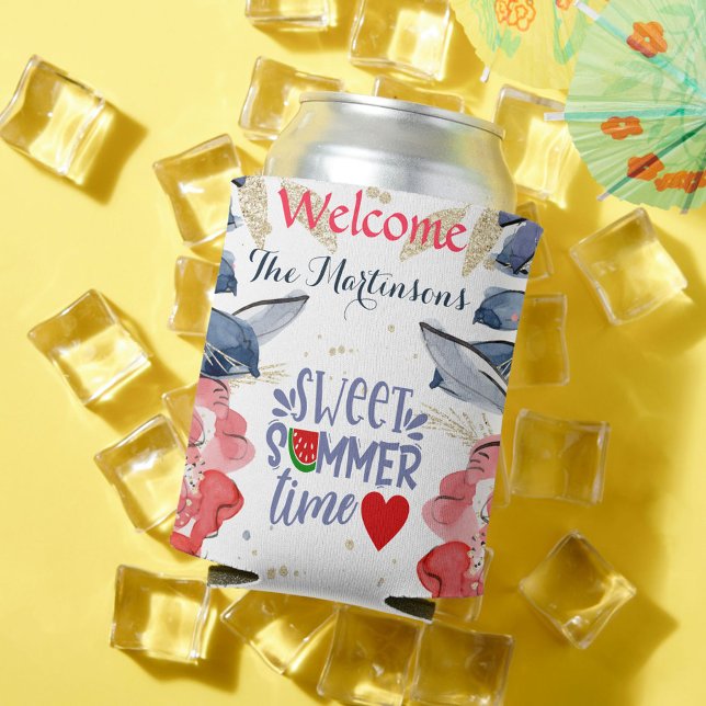Enfriador De Latas Summer BBQ Picnic Personalized  Square   (Subido por el creador)