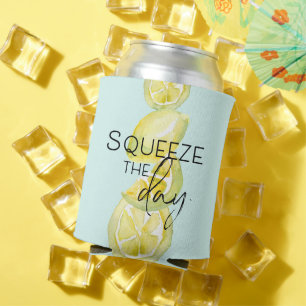 Enfriador De Latas Summer Squeeze el día cita limones acuarela