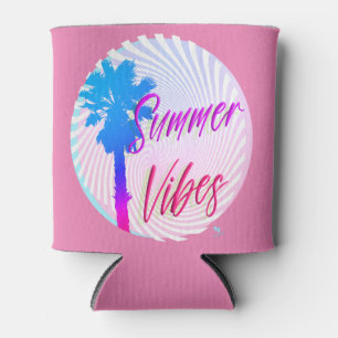 Enfriador De Latas Summer Vibes Neon Palm Tree Beach Lifestyle