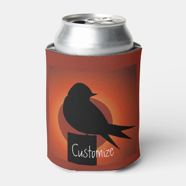Enfriador De Latas Sun Thunder_Cove de la silueta de pájaro negro (Lata Anverso)