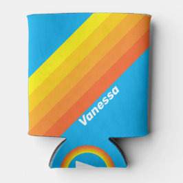 Enfriador De Latas Sunburst Sea Stripes with Name