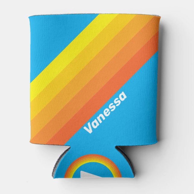 Enfriador De Latas Sunburst Sea Stripes with Name (Anverso)