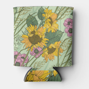 Enfriador De Latas Sunflower de hierba de campo: sin foco floral