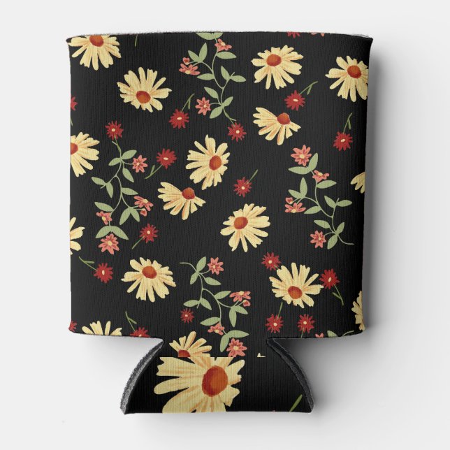 Enfriador De Latas Sunflowers de otoño: Armonía Red-Naranja. (Anverso)