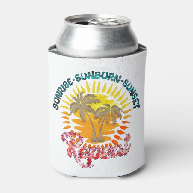 Enfriador De Latas Sunrise-Sunburn-Sunset-Repetir | Palm Trees dorado (Lata Anverso)