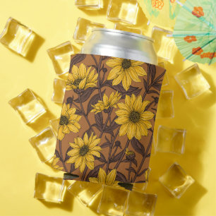 Enfriador De Latas Sunroot, girasol salvaje en amarillo y marrón