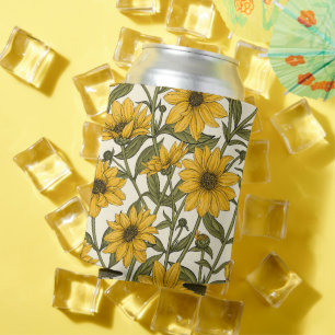 Enfriador De Latas Sunroot, girasol salvaje en blanco roto