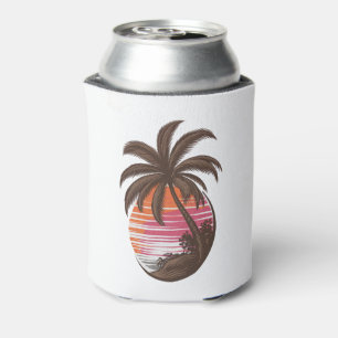 Enfriador De Latas Sunset Beach Palm Tree Funny vacaciones de verano