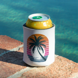 Enfriador De Latas Sunset Beach Palm Tree Funny vacaciones de verano