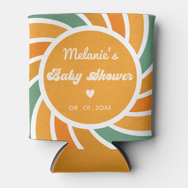 Enfriador De Latas Sunshine Baby Shower aquí llega el Son Retro (Anverso)