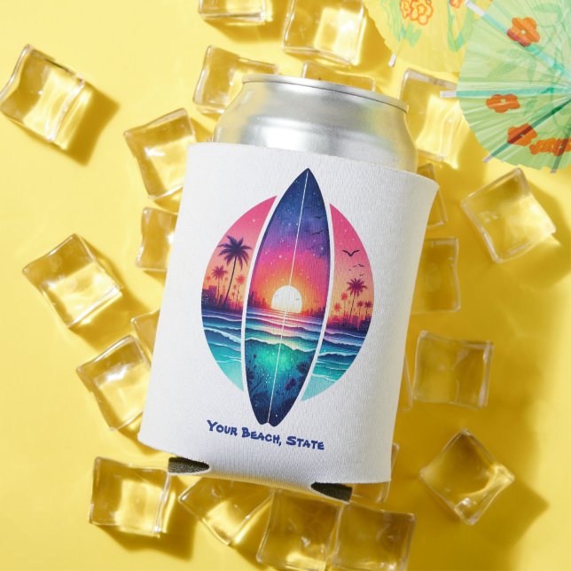 Enfriador De Latas Surfboard en el atardecer (Verano in situ)